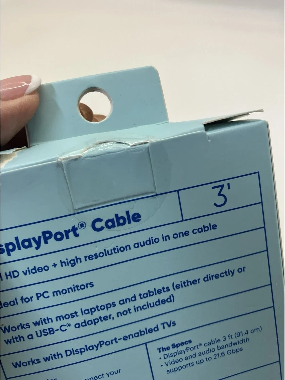 Watch Onn 3 Ft DisplayPort Cable. New Sealed Box Fast Ship